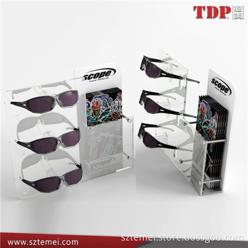 Wholesales 3 Pairs Acrylic Eyeglasses Sunglasses Display Stands with Pockets, Acrylic Sunglasses Display Racks
